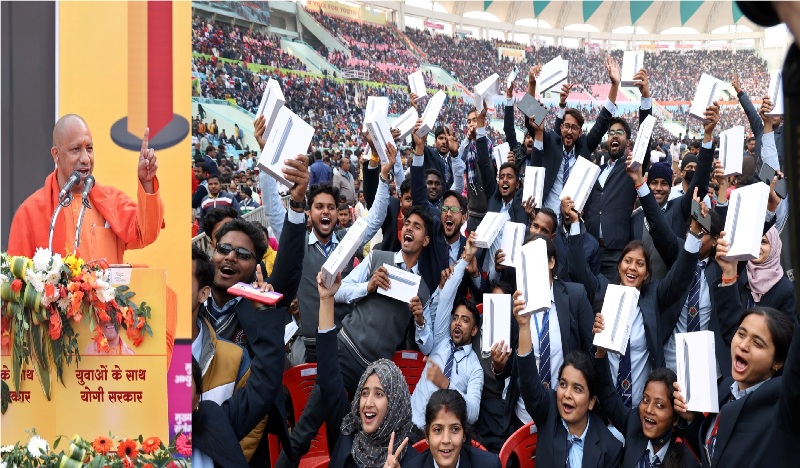 60,000 छात्र-छात्राओं को निःशुल्क टैबलेट्स/स्मार्ट फोन्स वितरित: योगी आदित्यनाथ